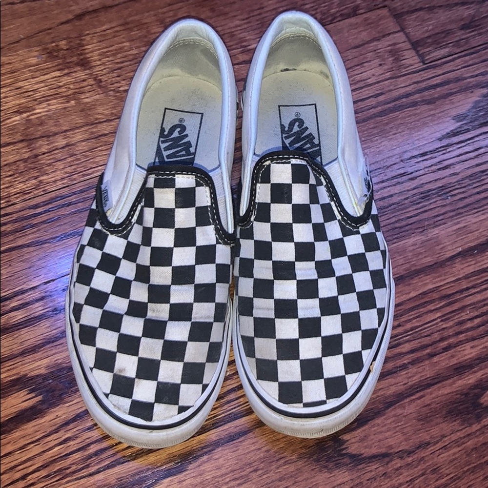 Checkerboard slip on vans
